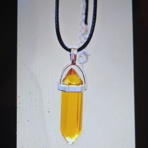 Canary Yellow Crystal Quartz Stone Yellow Crystal Pendant Necklace